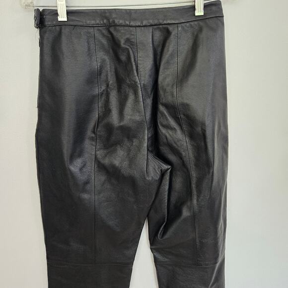 Vintage Punk Rock Leather Pants Clio Black High Rise Straight Leg Women 6 - Picture 5 of 10